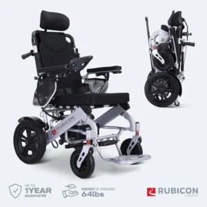 ویلچر برقی مسافرتی روبیکن مدل DX11 RUBICON _ پشتی تخت شو قابل تنظیم